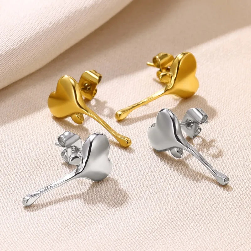 1 Piece Cute Modern Style Heart Shape Plating 304 Stainless Steel 18K Gold Plated Ear Studs