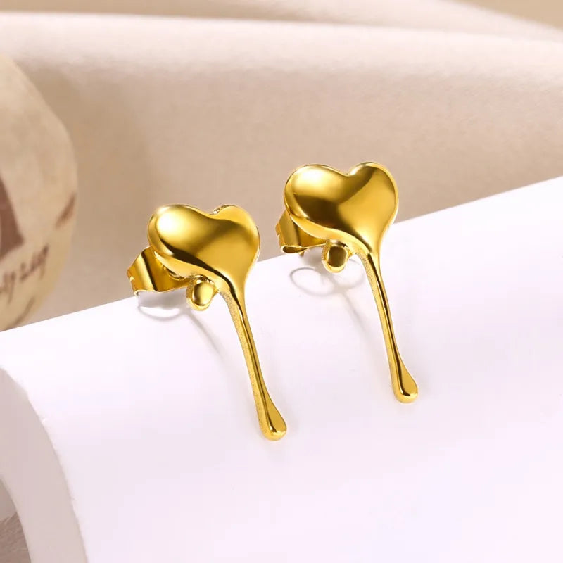 1 Piece Cute Modern Style Heart Shape Plating 304 Stainless Steel 18K Gold Plated Ear Studs