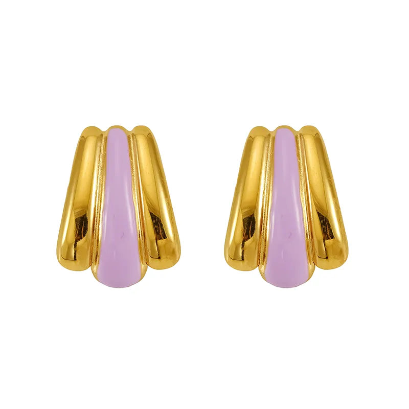 1 Piece Cute Queen Bridal Shell Plating 304 Stainless Steel 18K Gold Plated Earrings