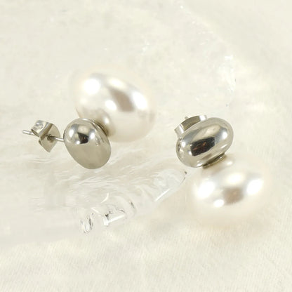 1 Piece Cute Queen Bridal Solid Color Plating Inlay Stainless Steel Pearl 18k Gold Plated Ear Studs