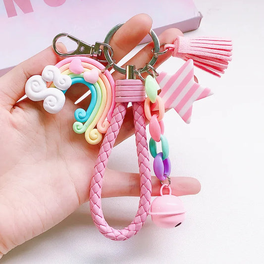 1 Piece Cute Rainbow Star Bell Metal Unisex Bag Pendant Keychain