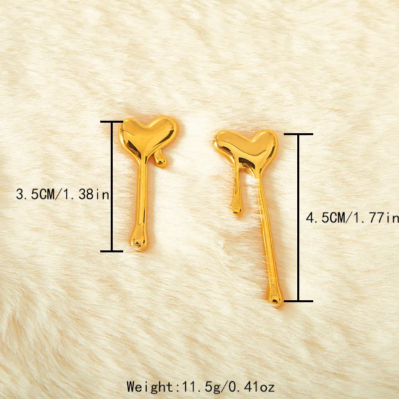 1 Piece Cute Romantic Sweet Heart Shape Plating 304 Stainless Steel 14K Gold Plated Ear Studs