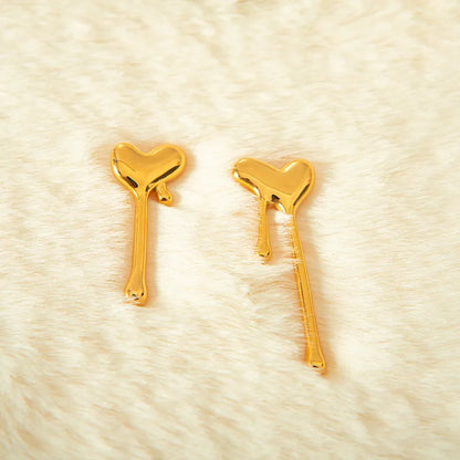 1 Piece Cute Romantic Sweet Heart Shape Plating 304 Stainless Steel 14K Gold Plated Ear Studs