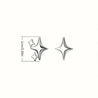 1 Piece Cute Shiny Star Asymmetrical Plating Alloy Silver Plated Ear Studs