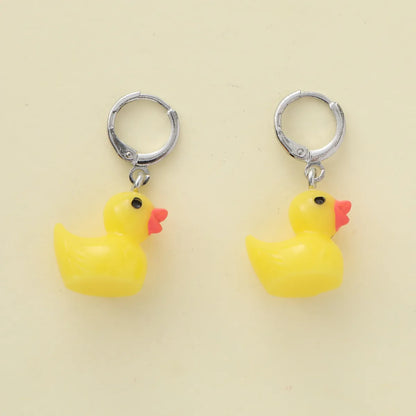 1 Piece Cute Simple Style Duck Resin Drop Earrings