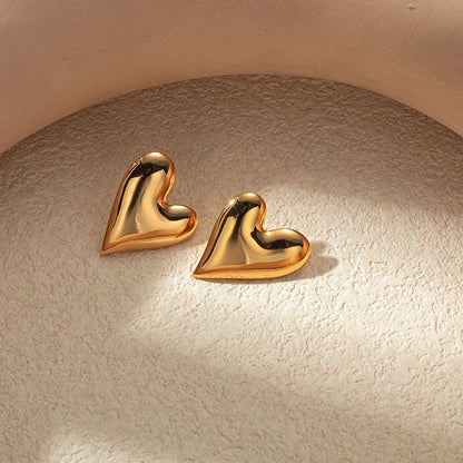 1 Piece Cute Sweet Heart Shape Plating Hollow Out 304 Stainless Steel 14K Gold Plated Drop Earrings Ear Studs