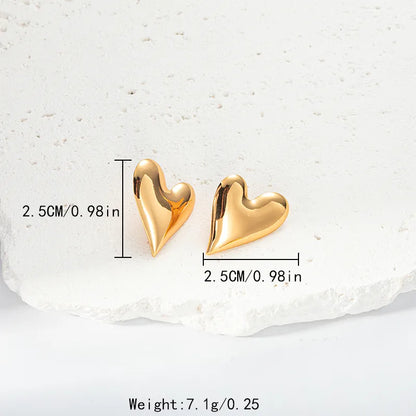 1 Piece Cute Sweet Heart Shape Plating Hollow Out 304 Stainless Steel 14K Gold Plated Drop Earrings Ear Studs