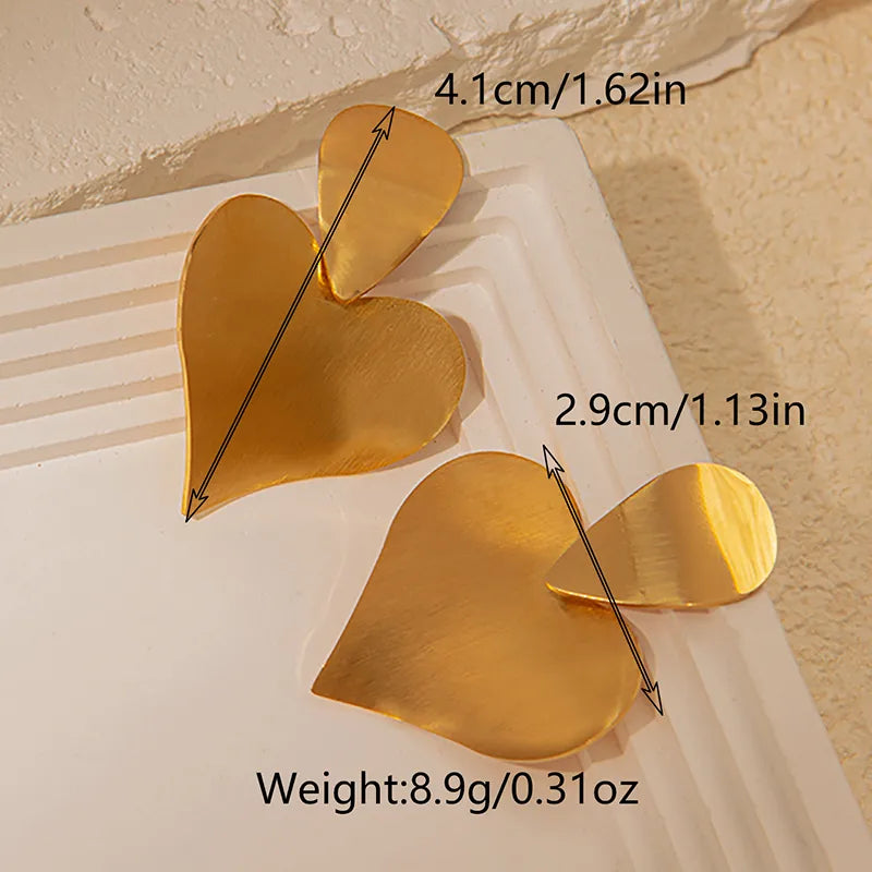 1 Piece Cute Sweet Heart Shape Plating Hollow Out 304 Stainless Steel 14K Gold Plated Drop Earrings Ear Studs