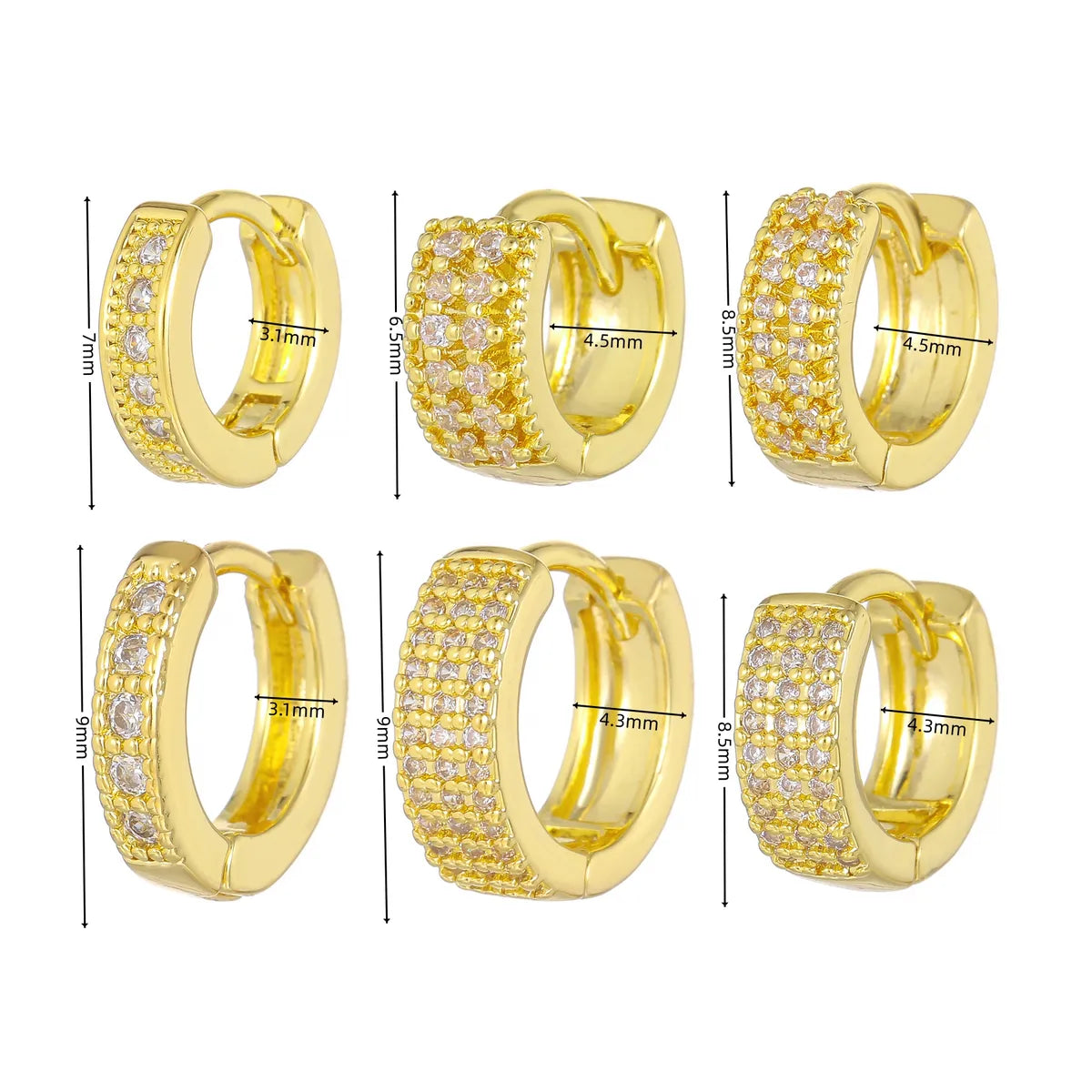 1 Piece Cute Sweet Solid Color Plating Inlay Brass Zircon 18k Gold Plated Silver Plated Earrings