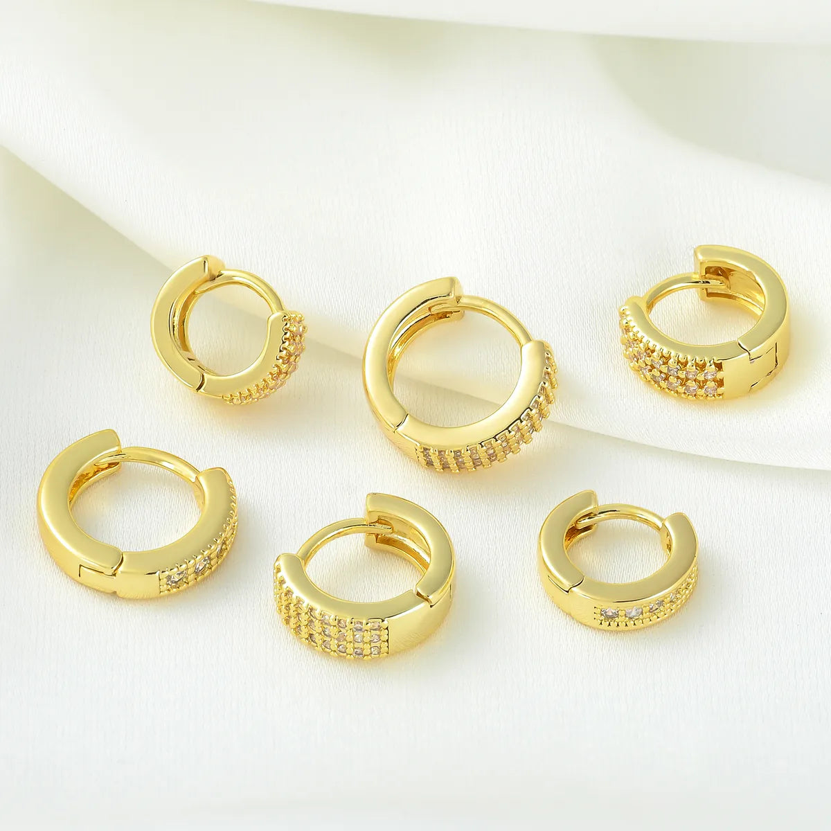 1 Piece Cute Sweet Solid Color Plating Inlay Brass Zircon 18k Gold Plated Silver Plated Earrings