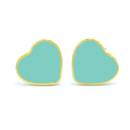 1 Piece Cute Wedding Heart Shape Epoxy Plating Metal 18k Gold Plated Ear Studs