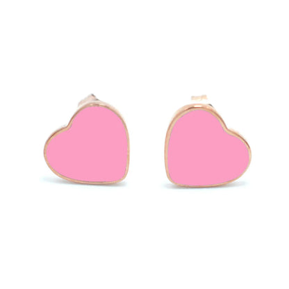 1 Piece Cute Wedding Heart Shape Epoxy Plating Metal 18k Gold Plated Ear Studs