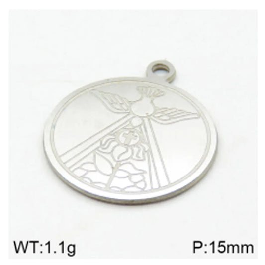 1 Piece Diameter 15mm Hole 2~2.9mm 304 Stainless Steel Cross Round Polished Pendant