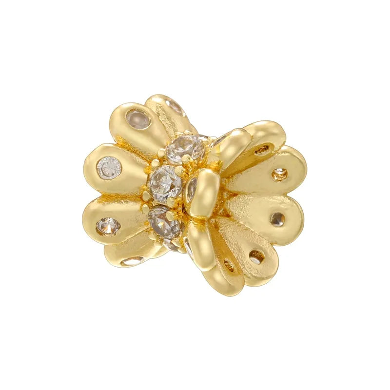 1 Piece Diameter 5mm Diameter 6 Mm Diameter 8mm Hole 1~1.9mm Hole 2~2.9mm Copper Zircon 18K Gold Plated Small Waist Petal Horse Eye Beads Spacer Bars