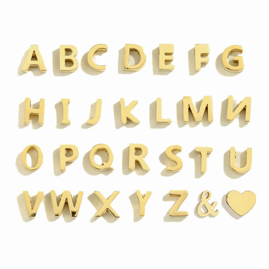 1 Piece Diameter 6 Mm 304 Stainless Steel 14K Gold Plated Letter Polished Beads