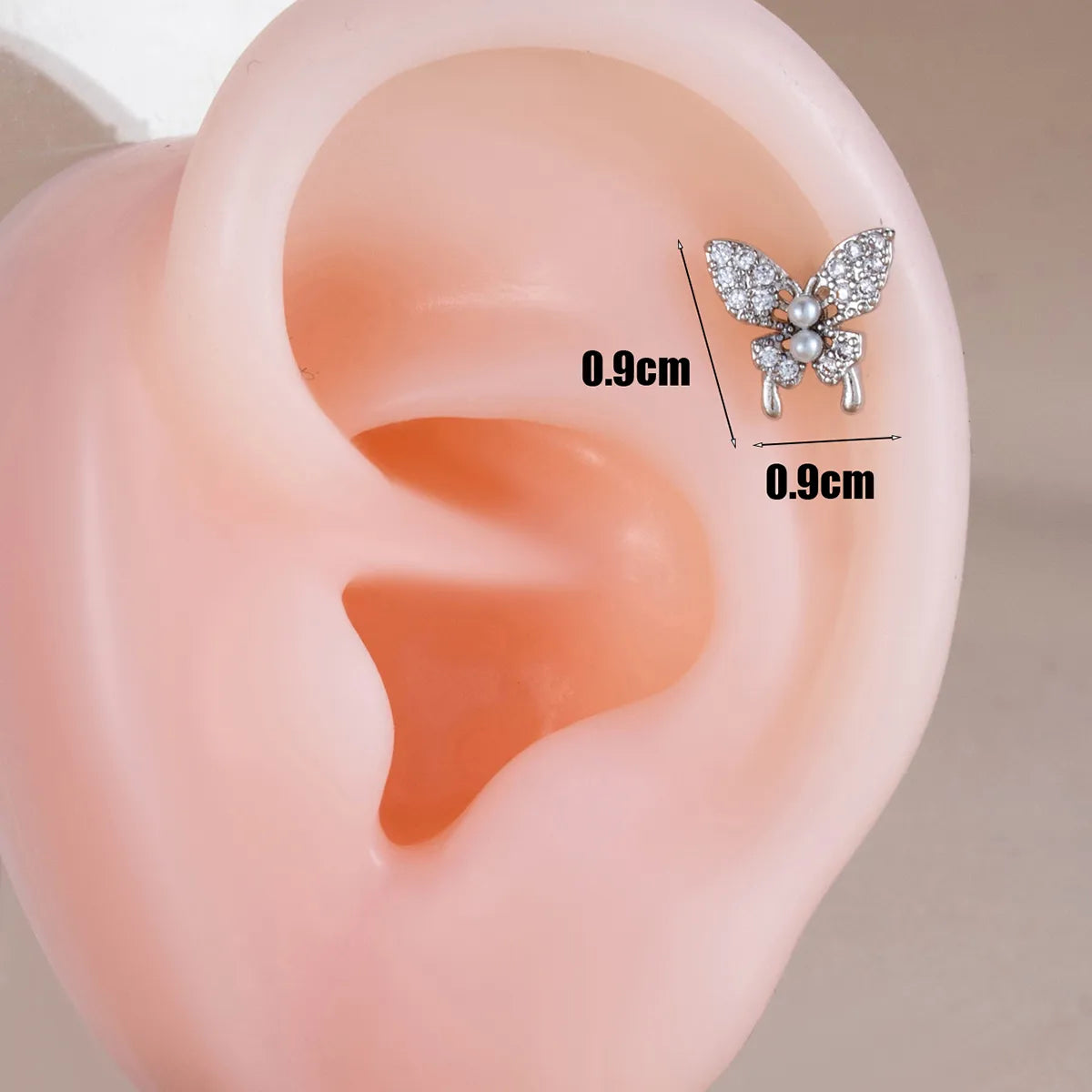 1 Piece Ear Cartilage Rings & Studs Casual Classic Style Butterfly Copper Inlay Zircon Ear Cartilage Rings & Studs