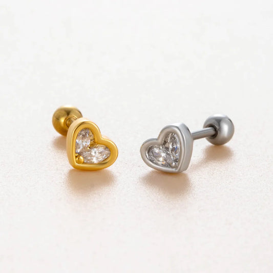 1 Piece Ear Cartilage Rings & Studs Casual Classic Style Heart Shape Copper Inlay Zircon Ear Cartilage Rings & Studs