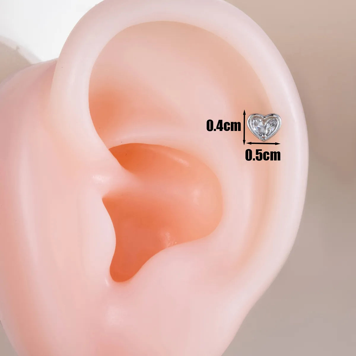 1 Piece Ear Cartilage Rings & Studs Casual Classic Style Heart Shape Copper Inlay Zircon Ear Cartilage Rings & Studs