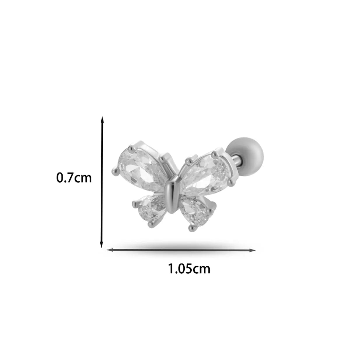 1 Piece Ear Cartilage Rings & Studs Casual Classic Style Korean Style Butterfly Bow Knot Copper Inlay Zircon