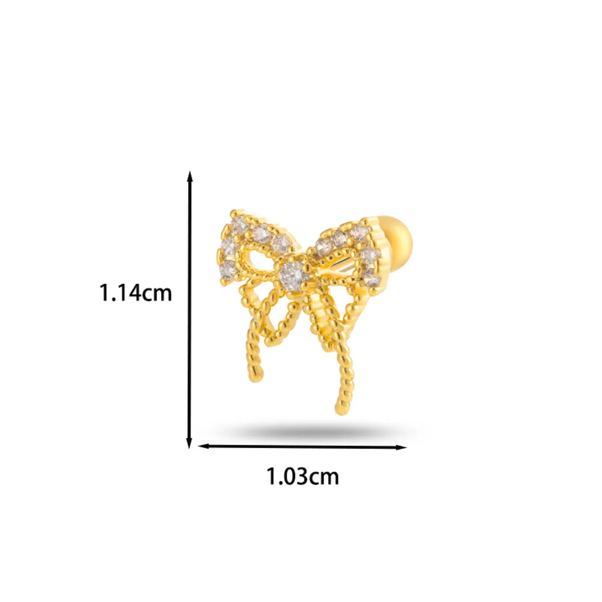 1 Piece Ear Cartilage Rings & Studs Casual Classic Style Korean Style Butterfly Bow Knot Copper Inlay Zircon