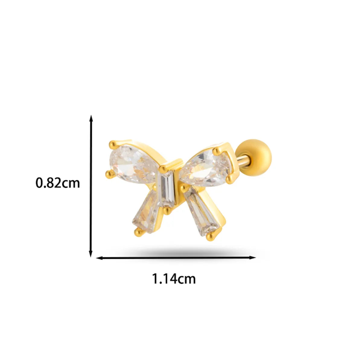 1 Piece Ear Cartilage Rings & Studs Casual Classic Style Korean Style Butterfly Bow Knot Copper Inlay Zircon