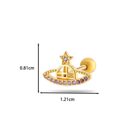 1 Piece Ear Cartilage Rings & Studs Casual Classic Style Korean Style Flower Bow Knot Copper Inlay Zircon