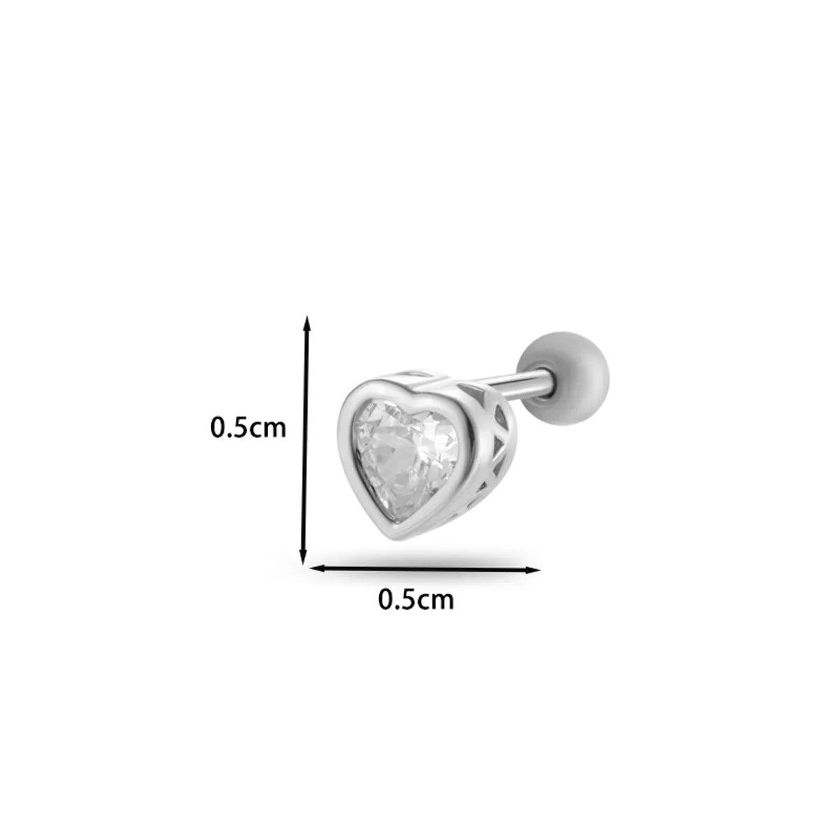 1 Piece Ear Cartilage Rings & Studs Casual Classic Style Korean Style Moon Heart Shape Copper Inlay Zircon