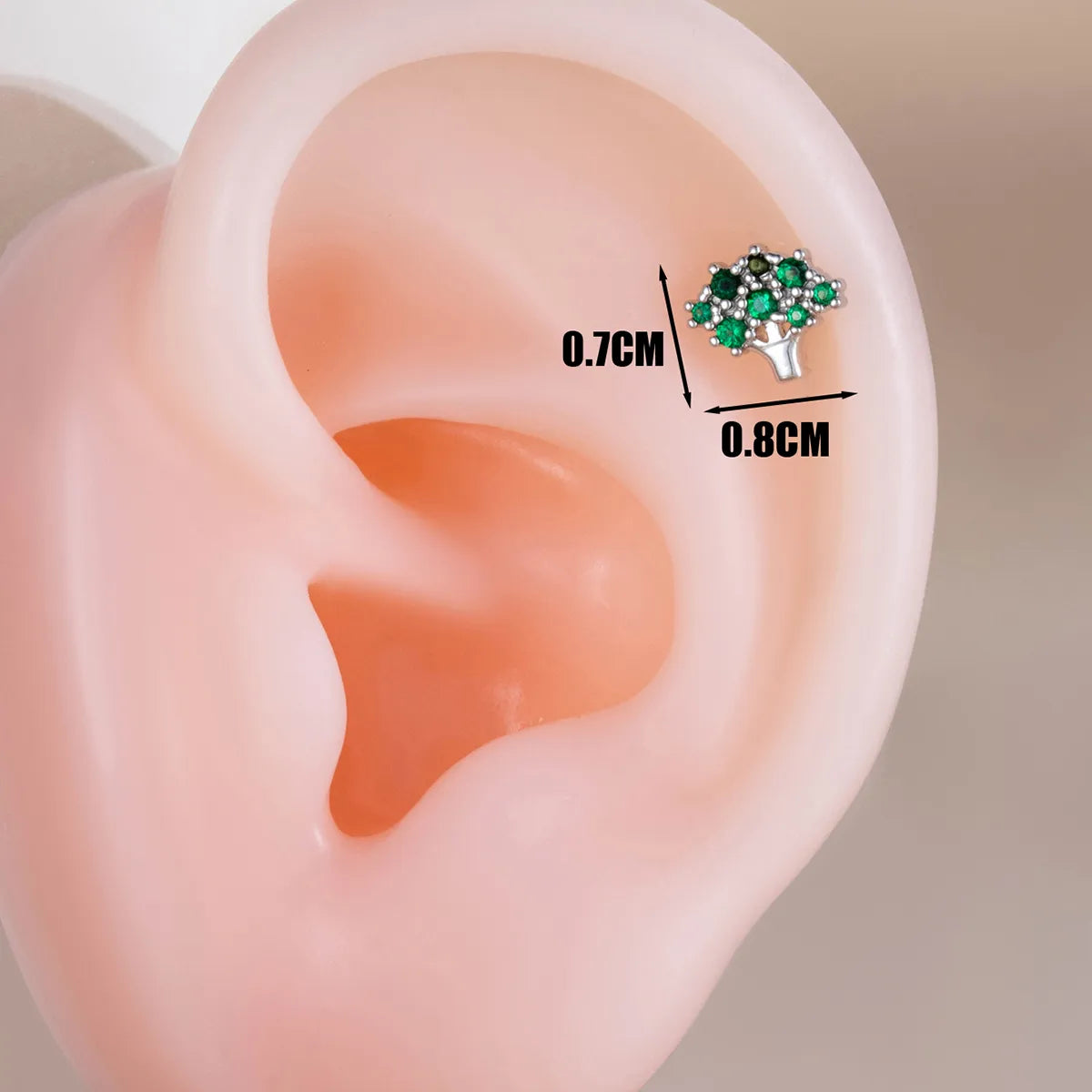 1 Piece Ear Cartilage Rings & Studs Casual Classic Style Tree Copper Inlay Zircon Ear Cartilage Rings & Studs