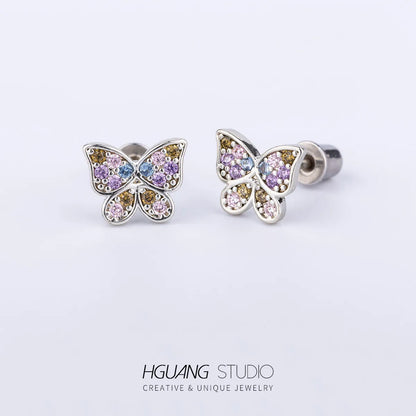 1 Piece Ear Cartilage Rings & Studs Casual Cute Simple Style Leaf Heart Shape Crown 316L Stainless Steel  Copper Inlay Zircon Gold Plated Ear Cartilage Rings & Studs