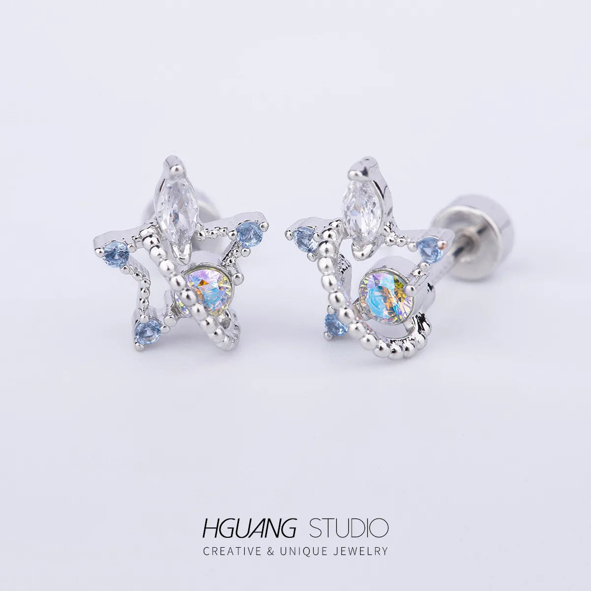 1 Piece Ear Cartilage Rings & Studs Casual Cute Simple Style Leaf Heart Shape Crown 316L Stainless Steel  Copper Inlay Zircon Gold Plated Ear Cartilage Rings & Studs