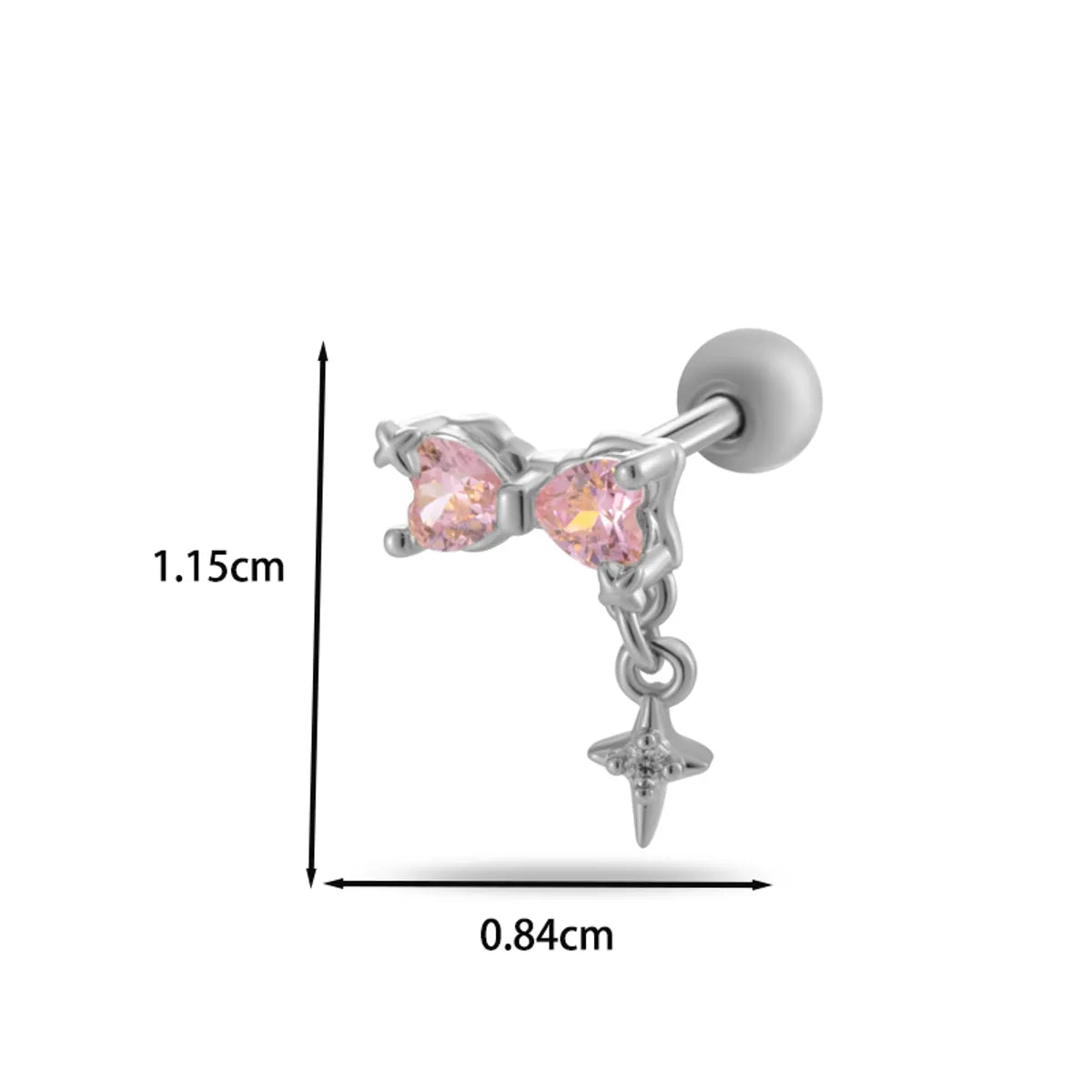 1 Piece Ear Cartilage Rings & Studs Casual French Style Korean Style Heart Shape Butterfly Copper Inlay Zircon