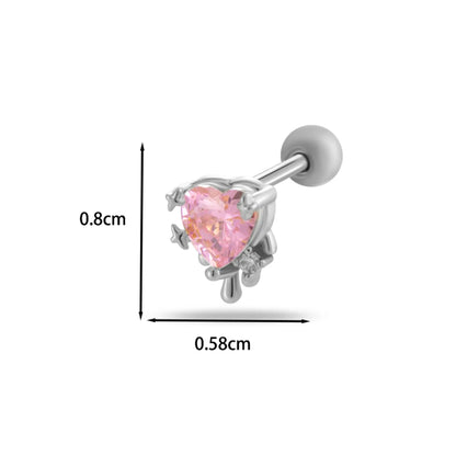 1 Piece Ear Cartilage Rings & Studs Casual French Style Korean Style Heart Shape Butterfly Copper Inlay Zircon