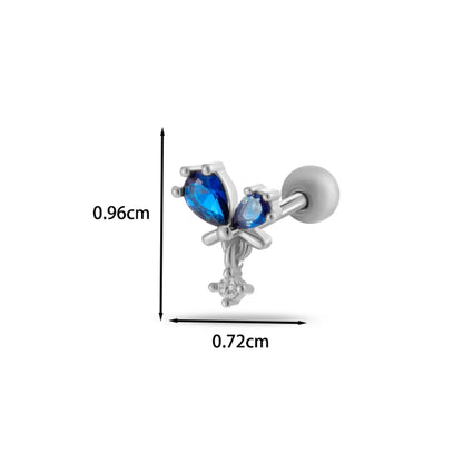 1 Piece Ear Cartilage Rings & Studs Casual French Style Korean Style Heart Shape Butterfly Copper Inlay Zircon