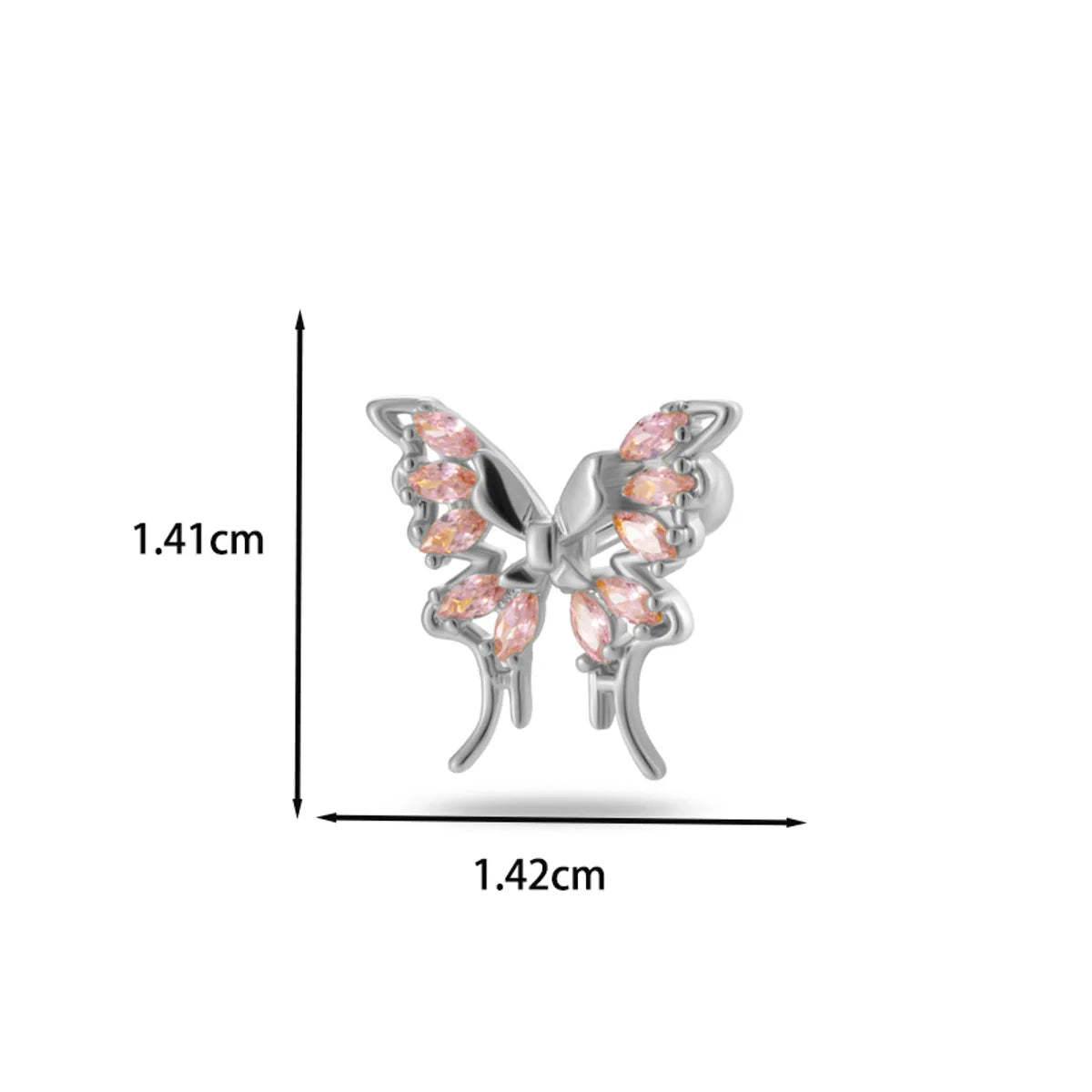 1 Piece Ear Cartilage Rings & Studs Casual French Style Korean Style Heart Shape Butterfly Copper Inlay Zircon