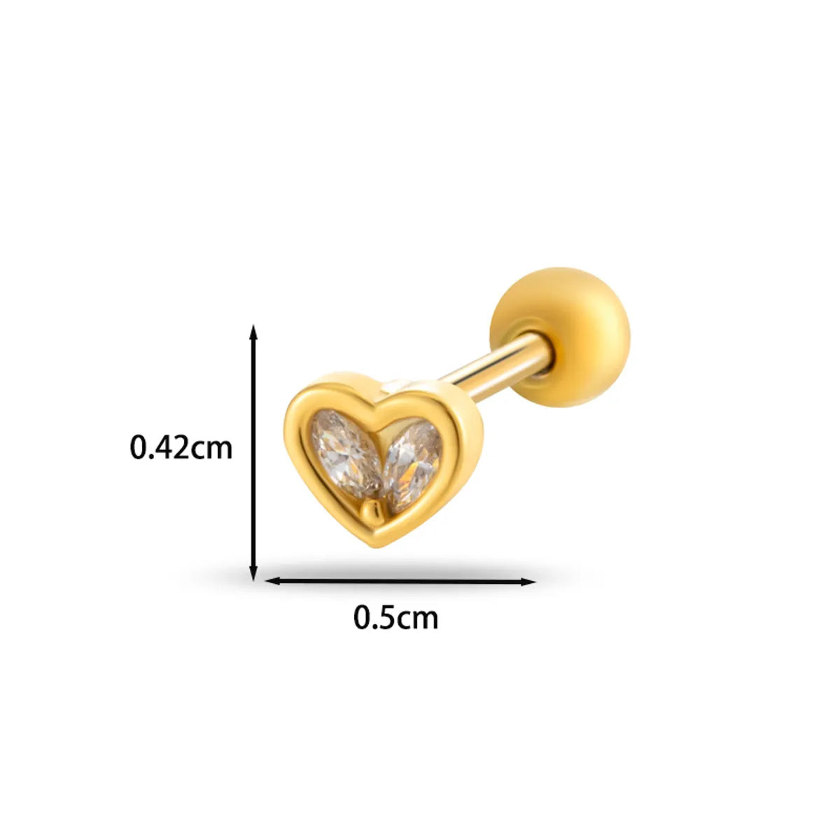 1 Piece Ear Cartilage Rings & Studs Casual French Style Korean Style Heart Shape Butterfly Copper Inlay Zircon