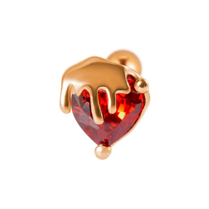 1 Piece Ear Cartilage Rings & Studs Casual Hawaiian Beach Heart Shape 304 Stainless Steel Rhinestone Plating Inlay Rhinestones 18K Gold Plated Lip Rings Ear Cartilage Rings & Studs