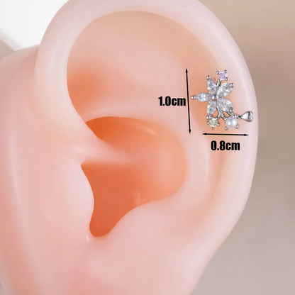 1 Piece Ear Cartilage Rings & Studs Casual Simple Style Classic Style Flower Copper Inlay Zircon Ear Cartilage Rings & Studs