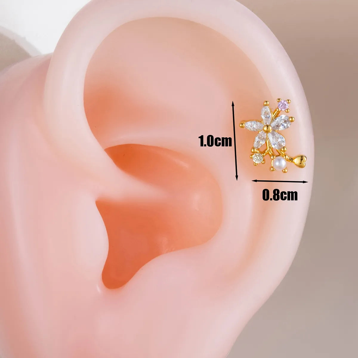 1 Piece Ear Cartilage Rings & Studs Casual Simple Style Classic Style Flower Copper Inlay Zircon Ear Cartilage Rings & Studs