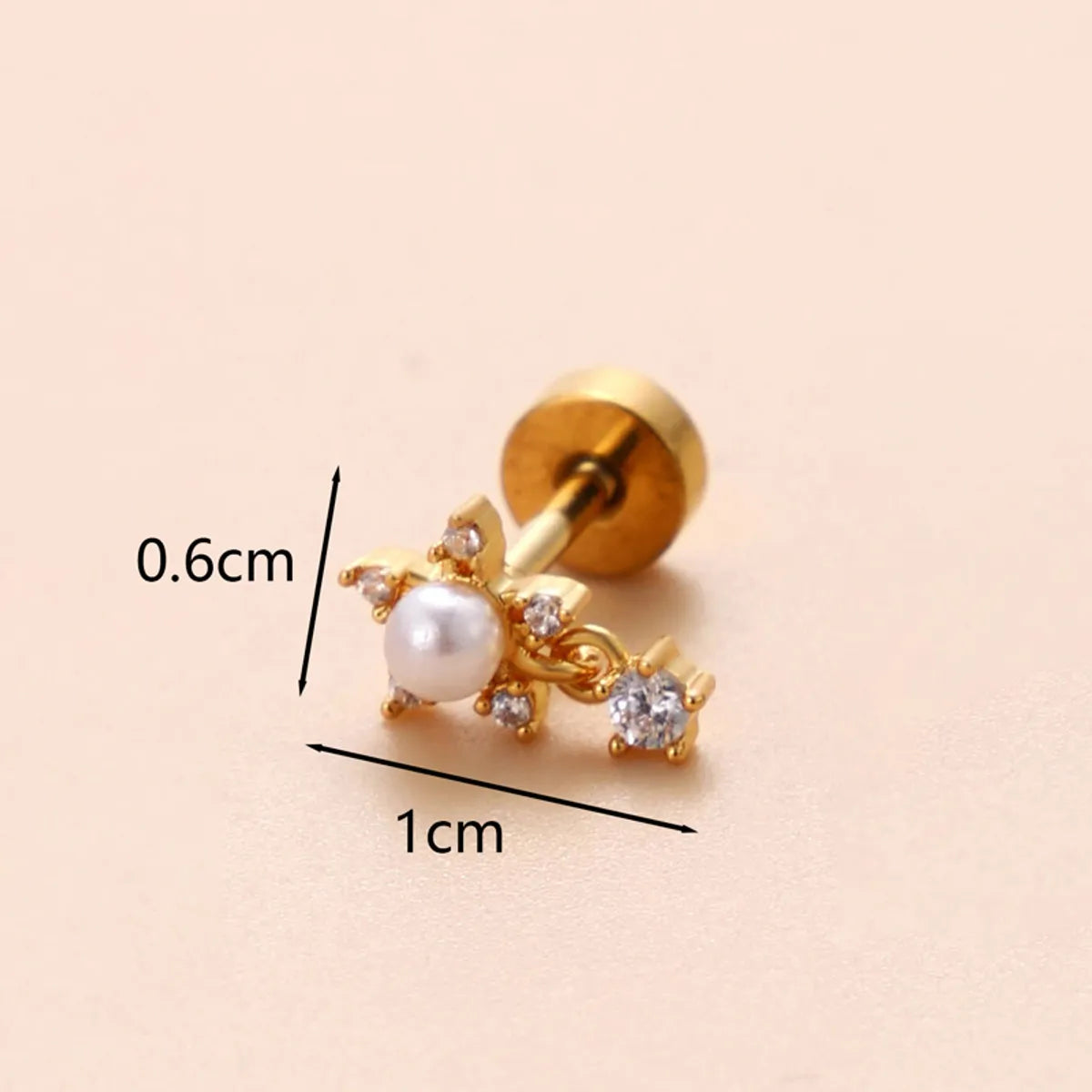 1 Piece Ear Cartilage Rings & Studs Classic Style Star Flower Butterfly 316 Stainless Steel  Copper Polishing Inlay Zircon 18K Gold Plated Ear Cartilage Rings & Studs