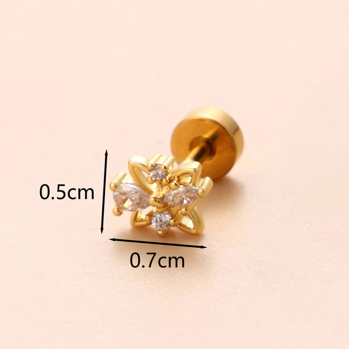 1 Piece Ear Cartilage Rings & Studs Classic Style Star Flower Butterfly 316 Stainless Steel  Copper Polishing Inlay Zircon 18K Gold Plated Ear Cartilage Rings & Studs