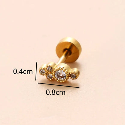 1 Piece Ear Cartilage Rings & Studs Classic Style Star Flower Butterfly 316 Stainless Steel  Copper Polishing Inlay Zircon 18K Gold Plated Ear Cartilage Rings & Studs