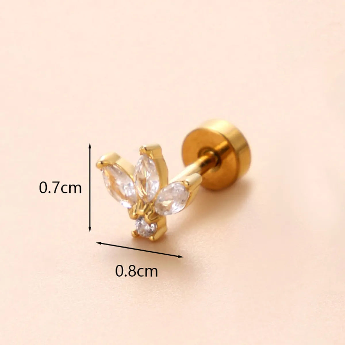 1 Piece Ear Cartilage Rings & Studs Classic Style Star Flower Butterfly 316 Stainless Steel  Copper Polishing Inlay Zircon 18K Gold Plated Ear Cartilage Rings & Studs