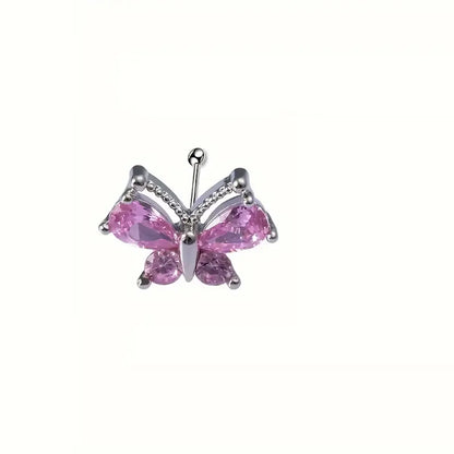 1 Piece Ear Cartilage Rings & Studs Cute Luxurious Butterfly 316 Stainless Steel  Inlay Zircon Ear Cartilage Rings & Studs