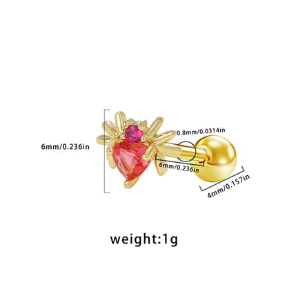 1 Piece Ear Cartilage Rings & Studs Elegant Hawaiian Classic Style Heart Shape Snake Butterfly 316 Stainless Steel  Copper Plating Inlay Acrylic Rhinestones Zircon White Gold Plated Gold Plated