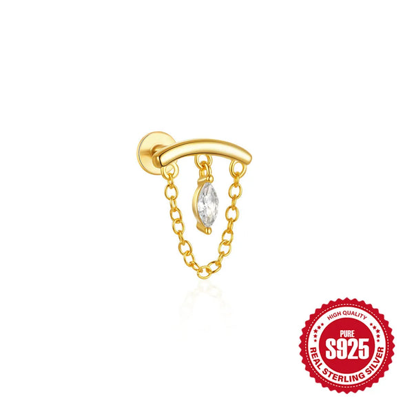 1 Piece Ear Cartilage Rings & Studs Elegant Modern Style Geometric 925 Sterling Silver Zircon Ear Cartilage Rings & Studs