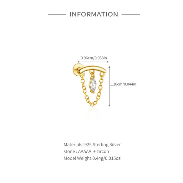 1 Piece Ear Cartilage Rings & Studs Elegant Modern Style Geometric 925 Sterling Silver Zircon Ear Cartilage Rings & Studs