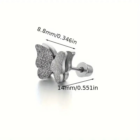 1 Piece Ear Cartilage Rings & Studs Elegant Simple Style Butterfly 316 Stainless Steel  Inlay Rhinestones Ear Cartilage Rings & Studs