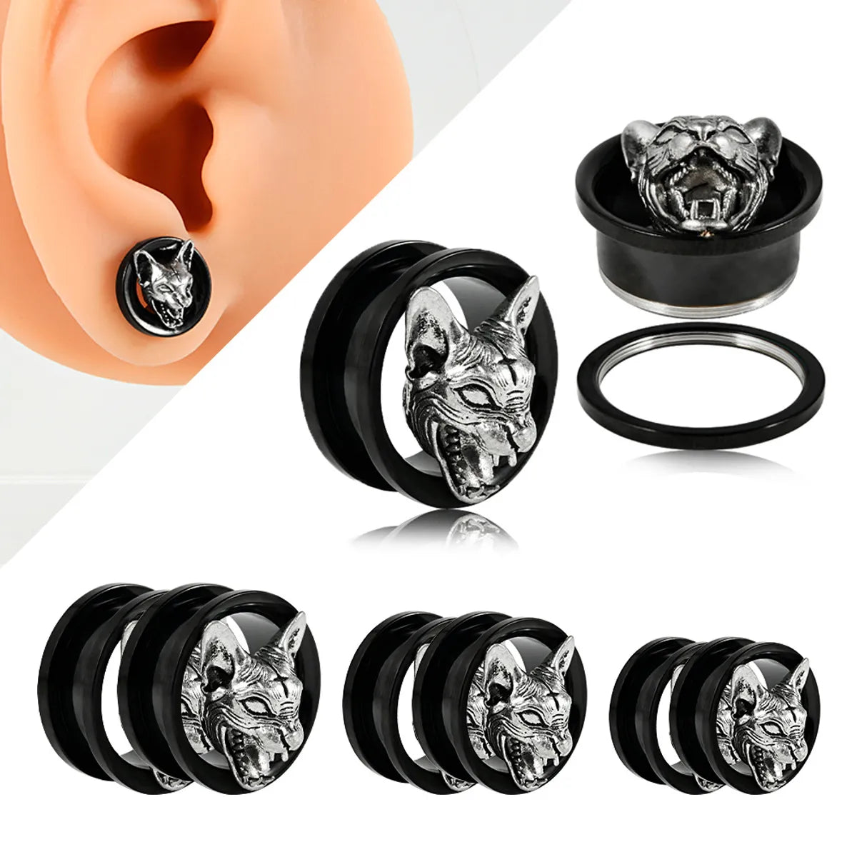 1 Piece Ear Cartilage Rings & Studs Hip-Hop Punk Sports Jaguar 304 Stainless Steel Irregular Polishing Plating Auricle