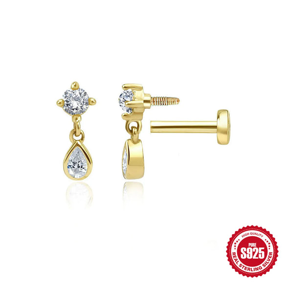 1 Piece Ear Cartilage Rings & Studs IG Style Cross Infinity Heart Shape 925 Sterling Silver Plating Inlay Zircon Ear Cartilage Rings & Studs