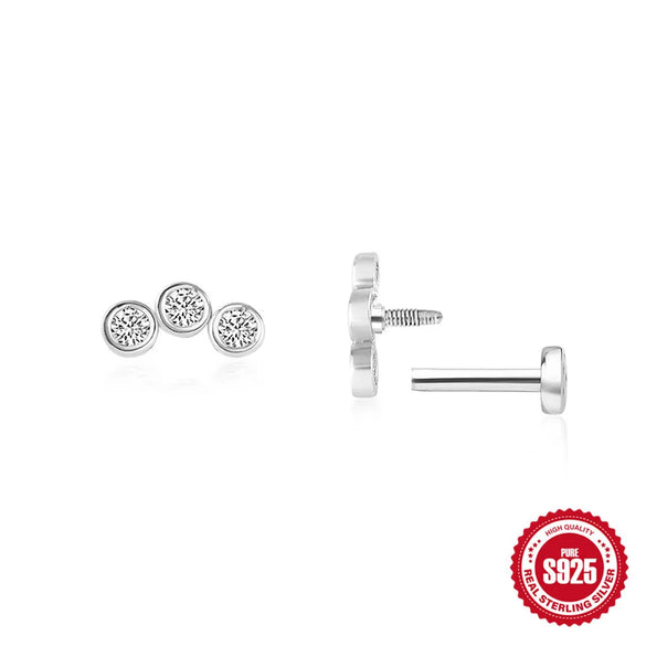 1 Piece Ear Cartilage Rings & Studs IG Style Cross Infinity Heart Shape 925 Sterling Silver Plating Inlay Zircon Ear Cartilage Rings & Studs